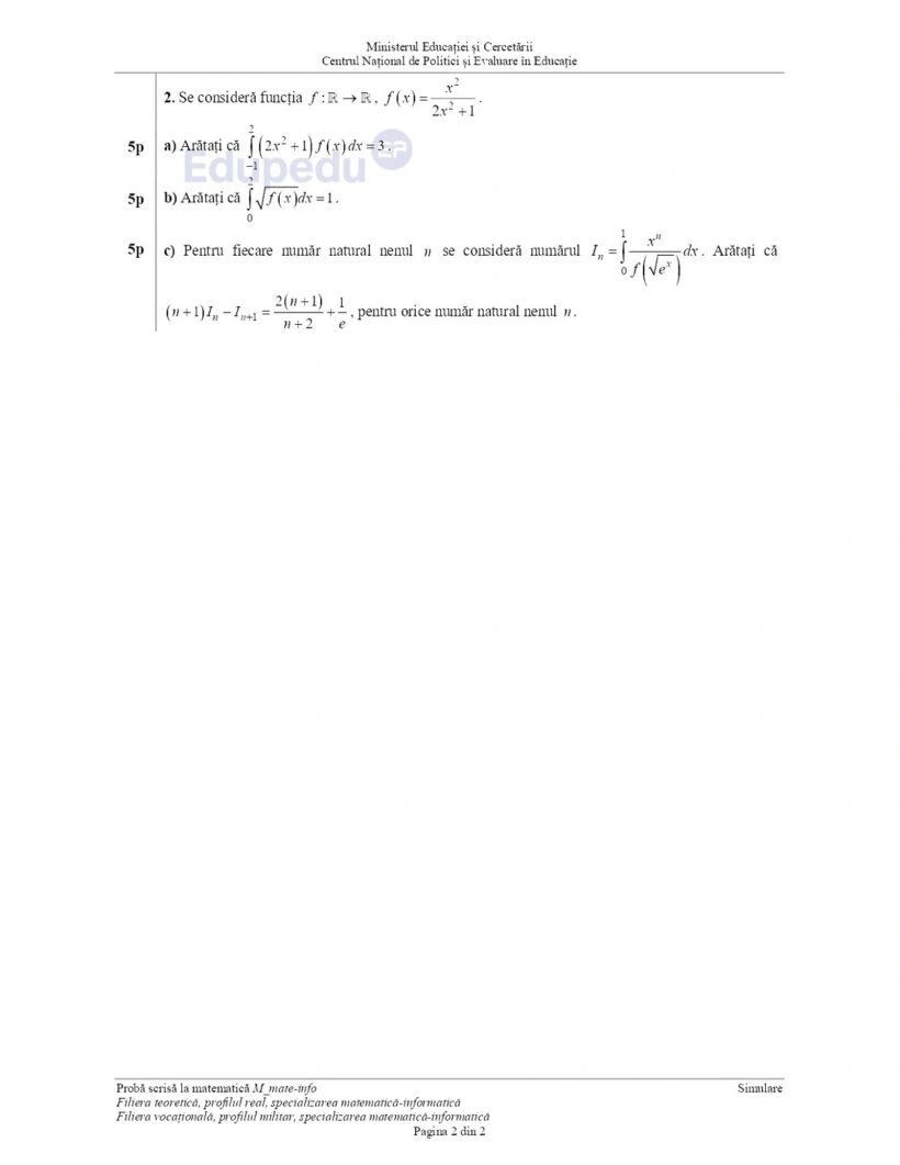 Subiecte Matematică. Simulare Bacalaureat 2025 | Oficiul de Știri Subiecte Matematică. Simulare Bacalaureat 2025 | Oficiul de Știri