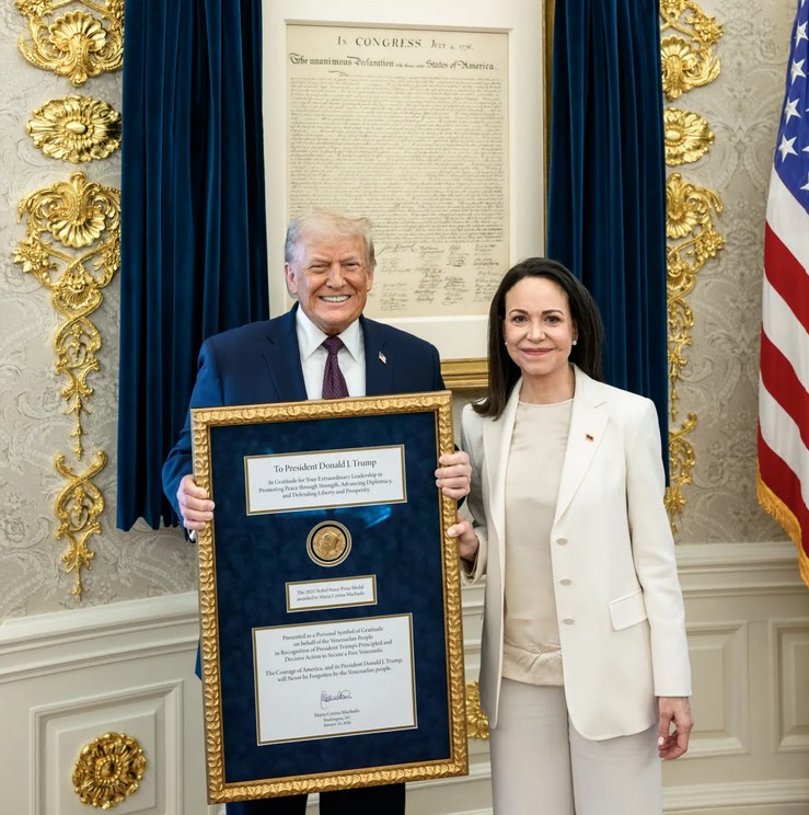 Corina Machado îi oferă premiul Nobel lui Trump